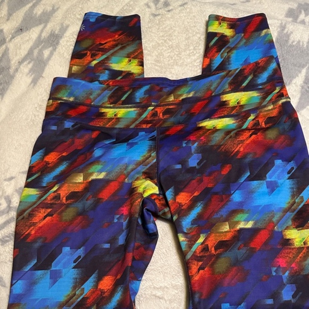 Athleta Multicolor Abstract Print Track Pants - Blue, Red, Yellow